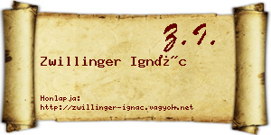 Zwillinger Ignác névjegykártya